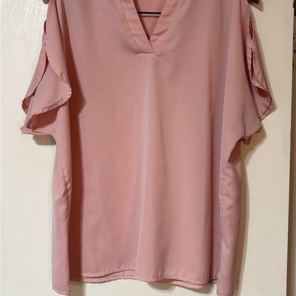 Elegant Pink Women's Cold Shoulder Top